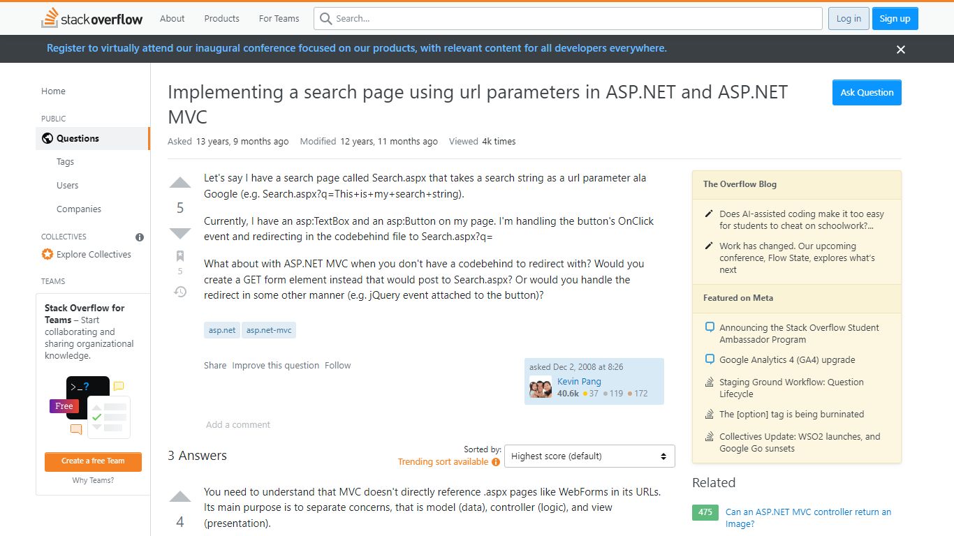 Implementing a search page using url parameters in ASP.NET and ASP.NET ...