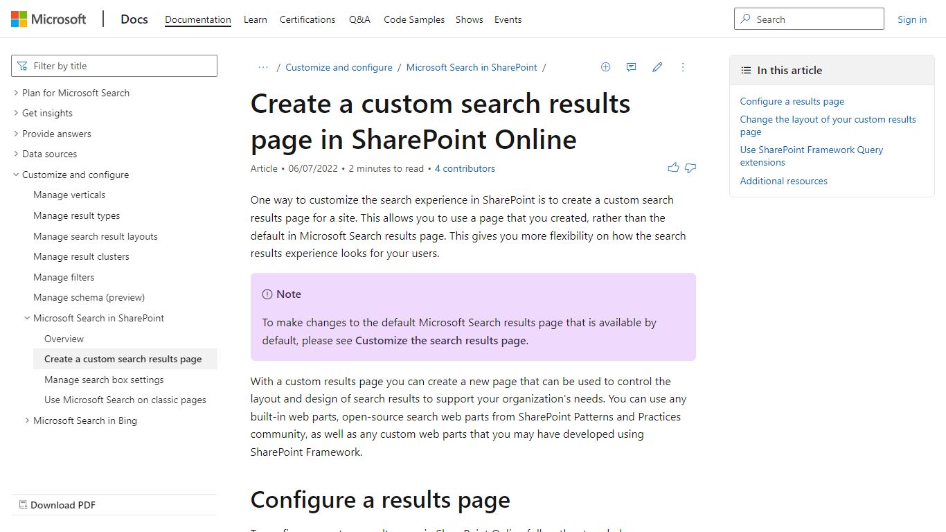 Create a custom search results page in SharePoint Online